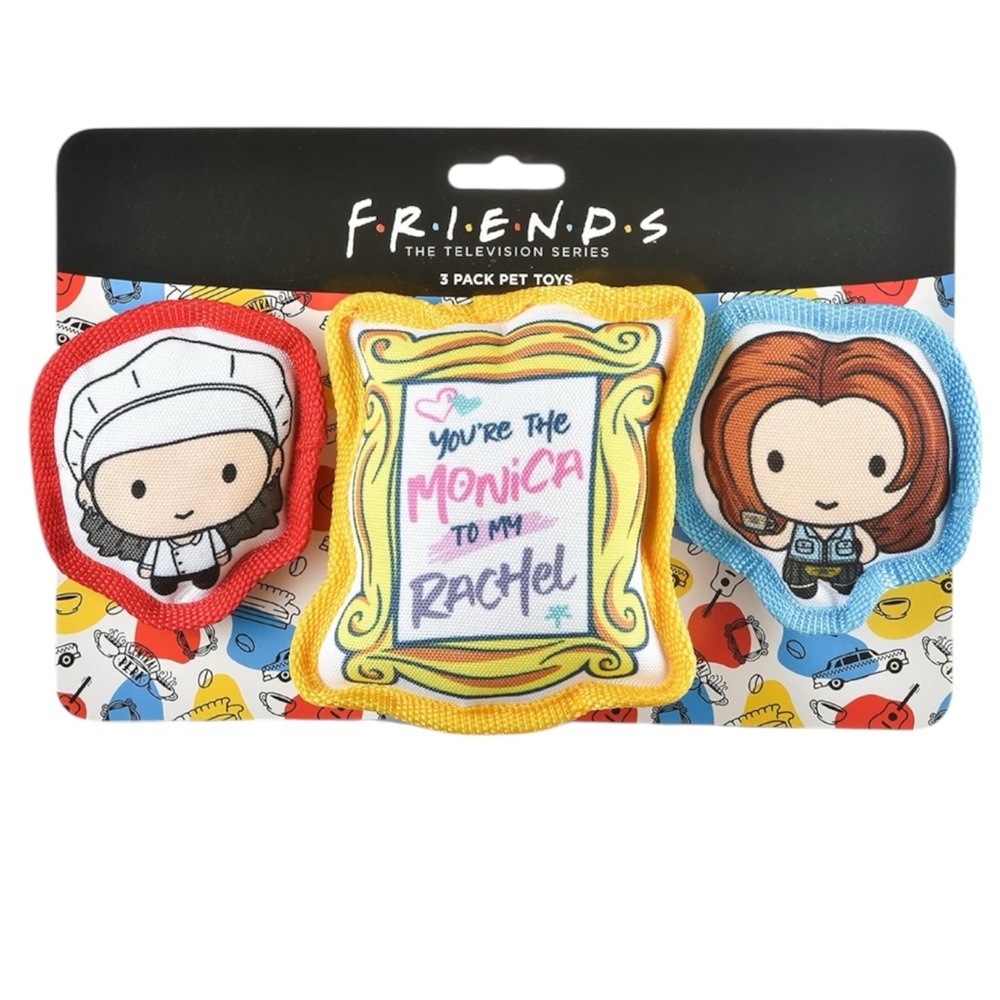 Friends Rachel & Monica Dog Toy 3PC Plush Squeakers